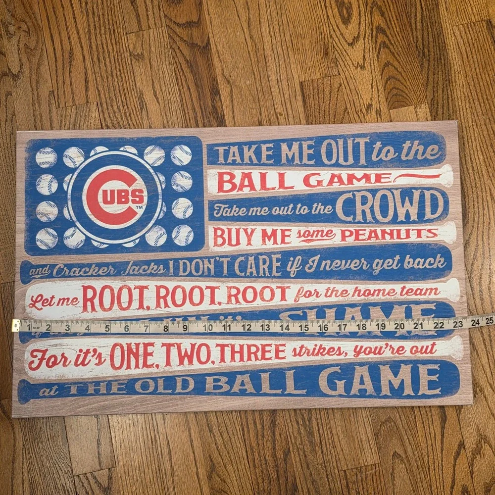 Chicago Cubs Take Me Out to the Ball Game Canvas Wall Art Open Road Brands 24x14
